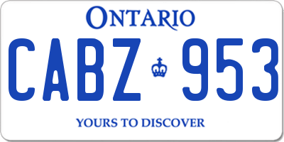 ON license plate CABZ953