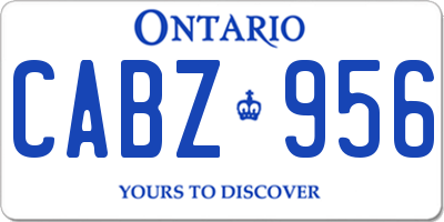 ON license plate CABZ956