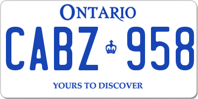 ON license plate CABZ958