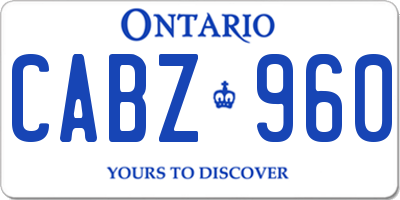 ON license plate CABZ960