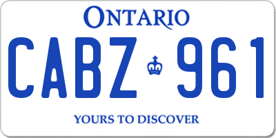 ON license plate CABZ961