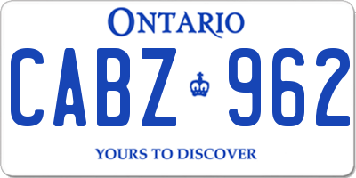 ON license plate CABZ962