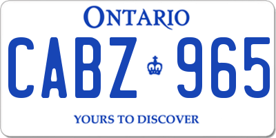 ON license plate CABZ965