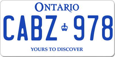 ON license plate CABZ978