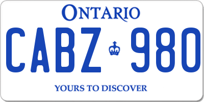 ON license plate CABZ980