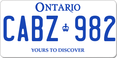 ON license plate CABZ982