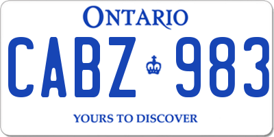 ON license plate CABZ983