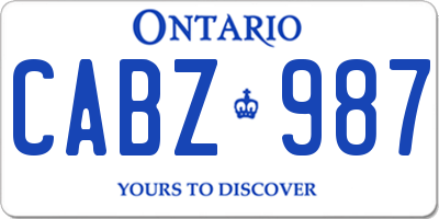 ON license plate CABZ987