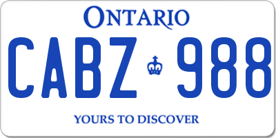 ON license plate CABZ988