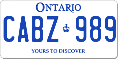 ON license plate CABZ989