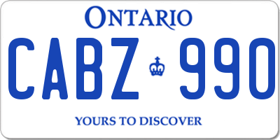 ON license plate CABZ990