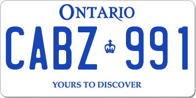 ON license plate CABZ991