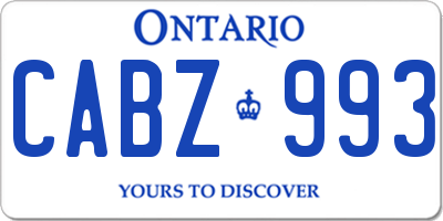 ON license plate CABZ993