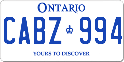 ON license plate CABZ994