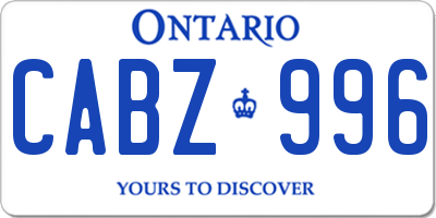 ON license plate CABZ996