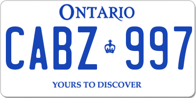 ON license plate CABZ997