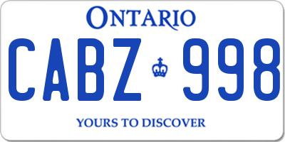 ON license plate CABZ998