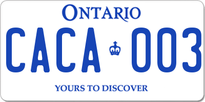 ON license plate CACA003