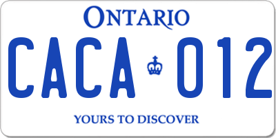 ON license plate CACA012