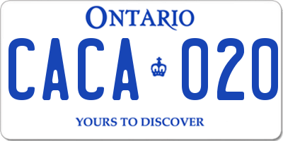 ON license plate CACA020