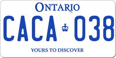 ON license plate CACA038