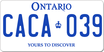 ON license plate CACA039