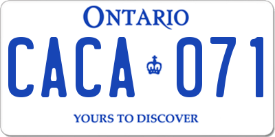 ON license plate CACA071