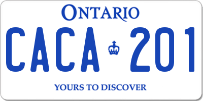 ON license plate CACA201