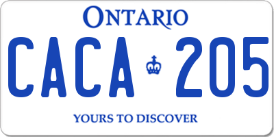 ON license plate CACA205