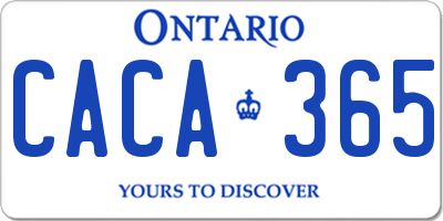 ON license plate CACA365