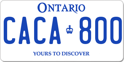 ON license plate CACA800