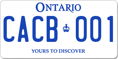 ON license plate CACB001