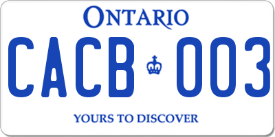 ON license plate CACB003