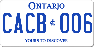 ON license plate CACB006