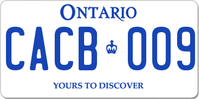 ON license plate CACB009