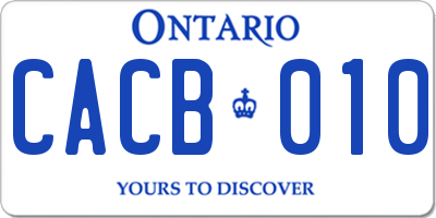 ON license plate CACB010