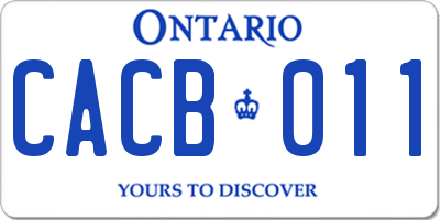 ON license plate CACB011