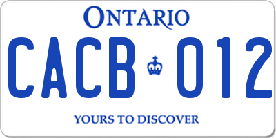 ON license plate CACB012