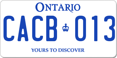 ON license plate CACB013