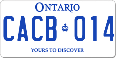 ON license plate CACB014