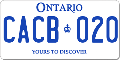 ON license plate CACB020