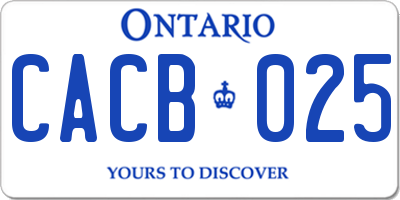 ON license plate CACB025