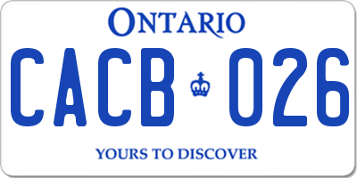 ON license plate CACB026