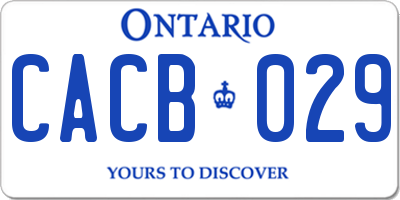 ON license plate CACB029