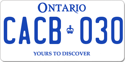 ON license plate CACB030