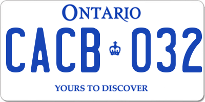 ON license plate CACB032