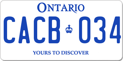 ON license plate CACB034