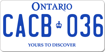 ON license plate CACB036