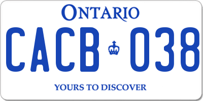 ON license plate CACB038