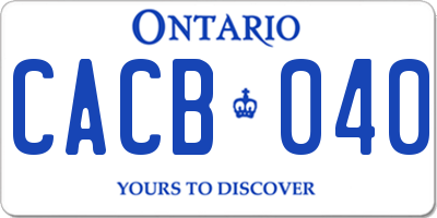 ON license plate CACB040